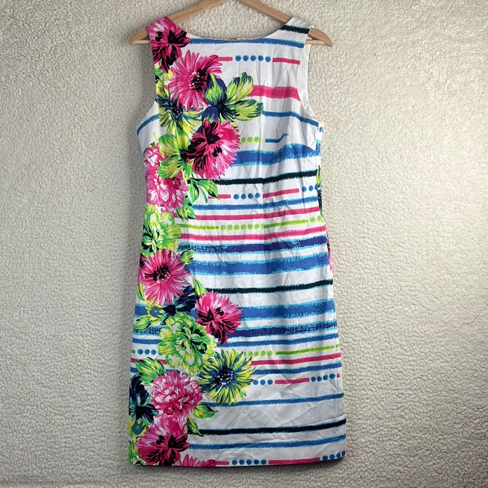 NWT Leslie Fay Floral Striped Midi Dress - Pink, Blue, Green